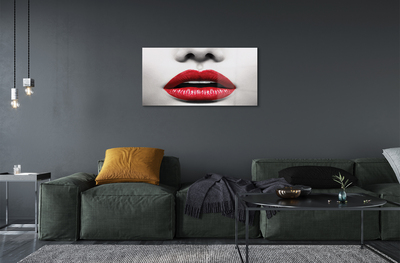 Acrylic print Red lips woman nose