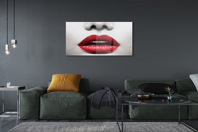 Acrylic print Red lips woman nose