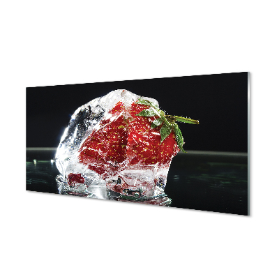 Acrylic print Strawberries in ice cube