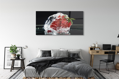 Acrylic print Strawberries in ice cube