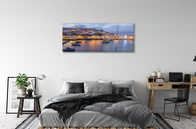 Acrylic print City night sea ship