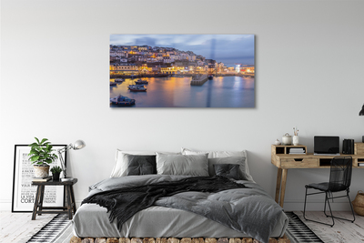 Acrylic print City night sea ship