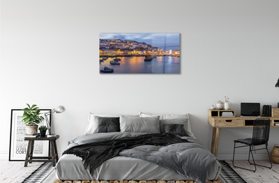 Acrylic print City night sea ship