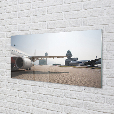 Acrylic print Sky building airplane airport