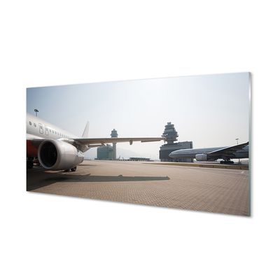 Acrylic print Sky building airplane airport