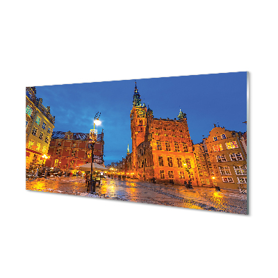 Acrylic print Gdansk old town night church