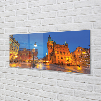 Acrylic print Gdansk old town night church