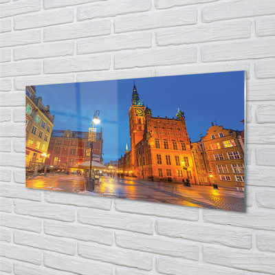 Acrylic print Gdansk old town night church