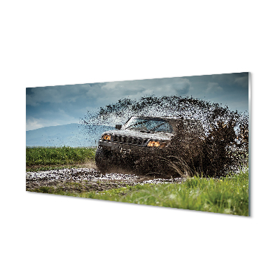 Acrylic print Car wolkenberge field