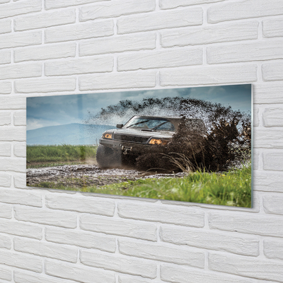 Acrylic print Car wolkenberge field