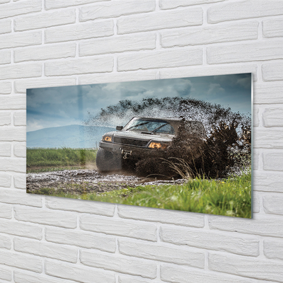 Acrylic print Car wolkenberge field