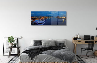 Acrylic print The city of sea ship in the night sky