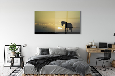 Acrylic print Field unicorn sunset