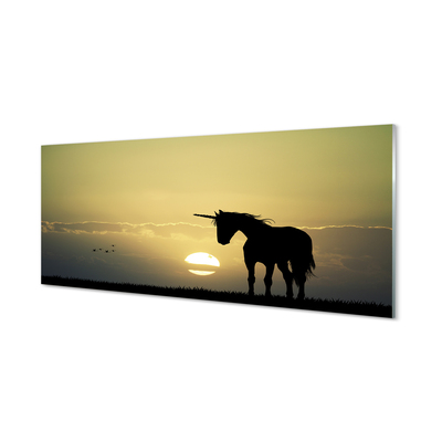 Acrylic print Field unicorn sunset