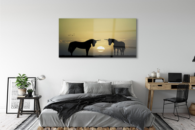 Acrylic print Sunset on the field unicorns