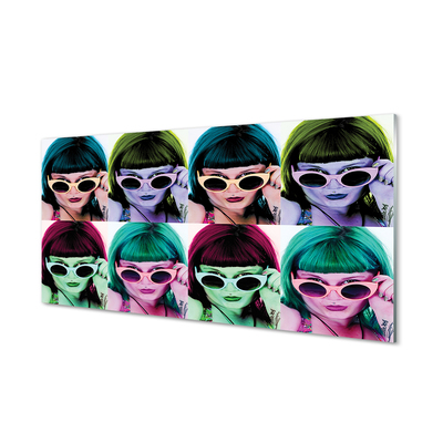Acrylic print Female hair colored glasses