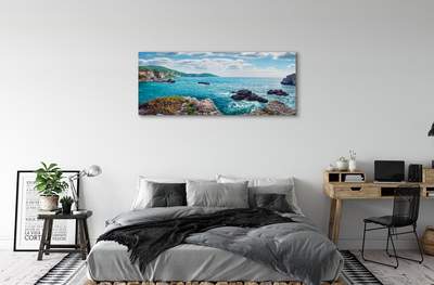 Canvas print Greece sea mountains