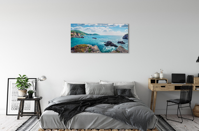 Canvas print Greece sea mountains