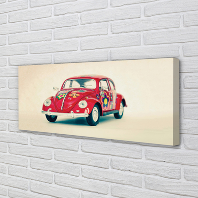 Canvas print Red flowers by car