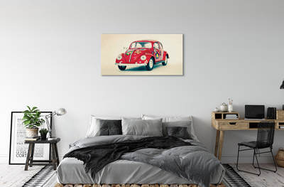 Canvas print Red flowers by car