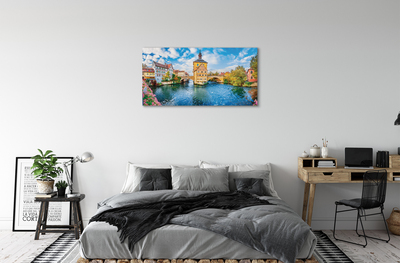 Canvas print Germany old bridges of the river in the city