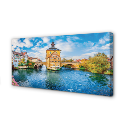 Canvas print Germany old bridges of the river in the city