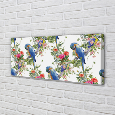 Canvas print Birds on a branch with flowers