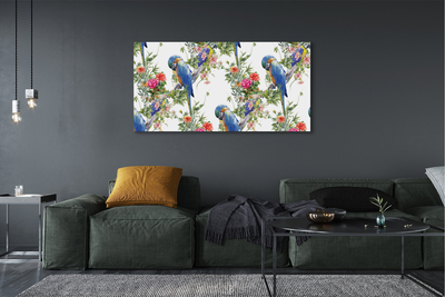 Canvas print Birds on a branch with flowers