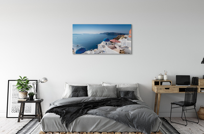 Canvas print Panorama of the sea greece building