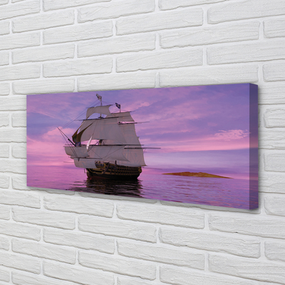 Canvas print Purple sky ship sea