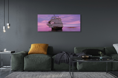 Canvas print Purple sky ship sea