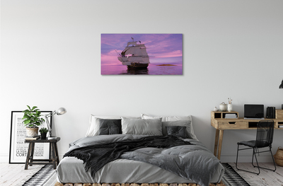 Canvas print Purple sky ship sea