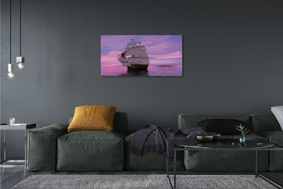 Canvas print Purple sky ship sea