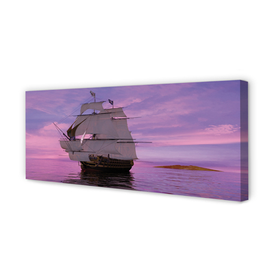 Canvas print Purple sky ship sea