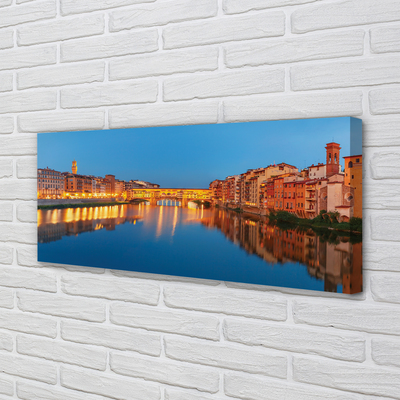 Canvas print Italy bridges building river night