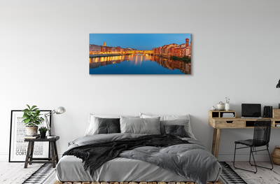 Canvas print Italy bridges building river night