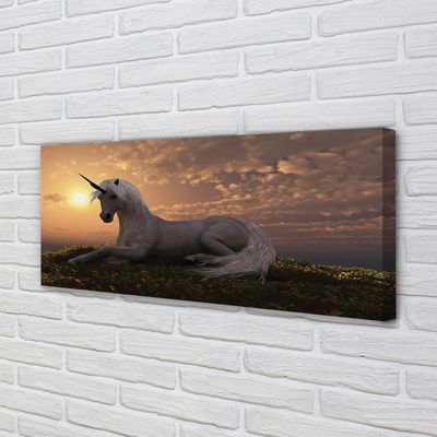 Canvas print Sunset mountain sun unicorn