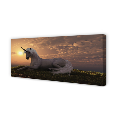 Canvas print Sunset mountain sun unicorn