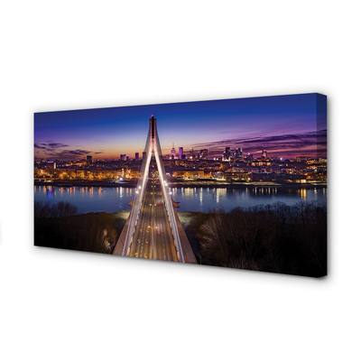 Canvas print Bridge panoramic river warsaw