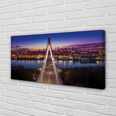 Canvas print Bridge panoramic river warsaw