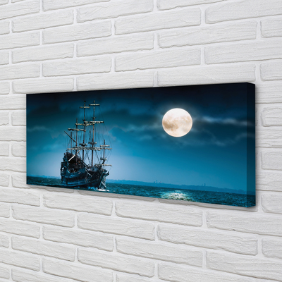 Canvas print Moon sea ship town