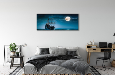 Canvas print Moon sea ship town