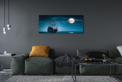 Canvas print Moon sea ship town