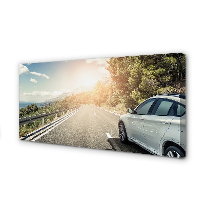 Canvas print Mountain clouds tree automatic routes