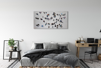 Canvas print People, birds fly