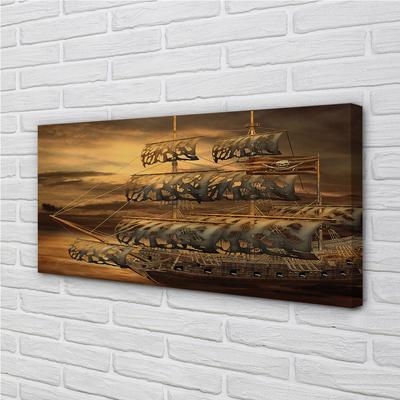 Canvas print Sea of ​​clouds ships