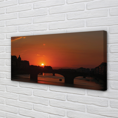 Canvas print Italy sunset river sun