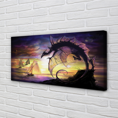 Canvas print Dragon boats clouds sea