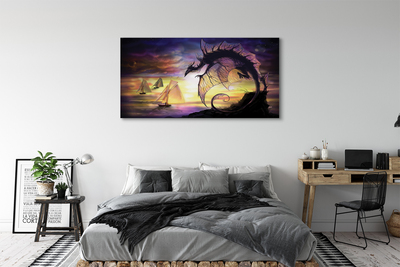 Canvas print Dragon boats clouds sea