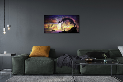 Canvas print Dragon boats clouds sea